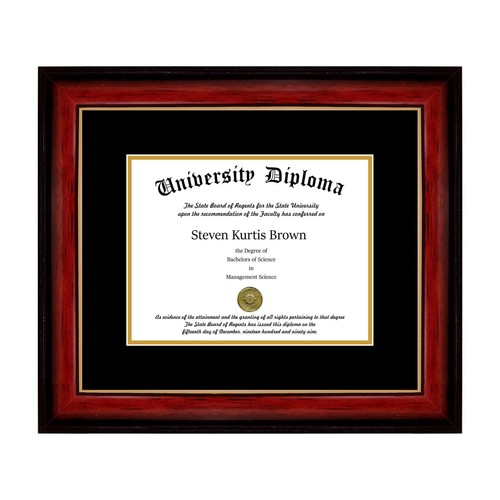 New Single Diploma Frame with Double Matting in asst. moldings School Colors UV - Picture 15 of 18
