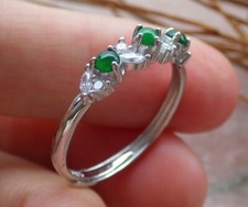 Certified Icy Green silver 925 A JADE Jadeite Cabochon RING USA 7.25    549851