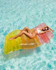 FUNBOY Giant Inflatable Luxury Clear Rainbow Chaise Lounger, Chair Pool Float