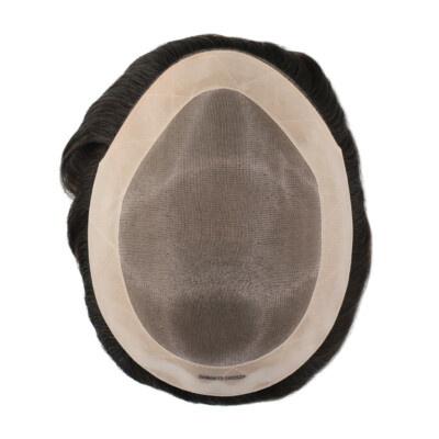 Men Toupee Human Hair Replacement System Hairpiece Fine Mono Poly Skin 30mm 5x8