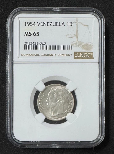 VENEZUELA, 1 Bolívar, 1954 NGC MS65.