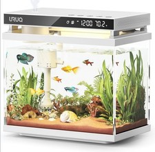 Fish Tank Smart Aquarium Kit-2 Gal UHD Glass Silent Water Pump Self Cleaning