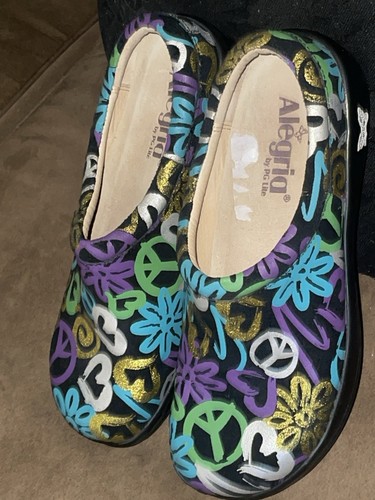 ALEGRIA Peace & Love KAY Leather Slip-On Clogs Womens Shoes EU 37 US 7-7.5 VGUC - Picture 2 of 8