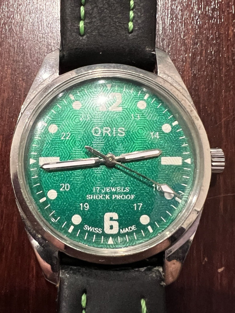 Men's Watch Used Green Dial 17 Jewels Oris Swiss Made | eBay