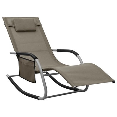 vidaXL Sonnenliege Textilene Taupe und Grau NEU