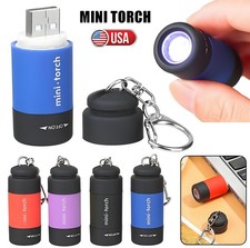 USB Rechargeable Mini LED Keychain Flashlight Waterproof Camping Outdoor Torch
