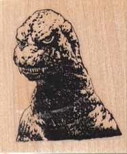 Angry Godzilla 2 x 2 1/4" Rubber Stamp, Godzilla Stamp