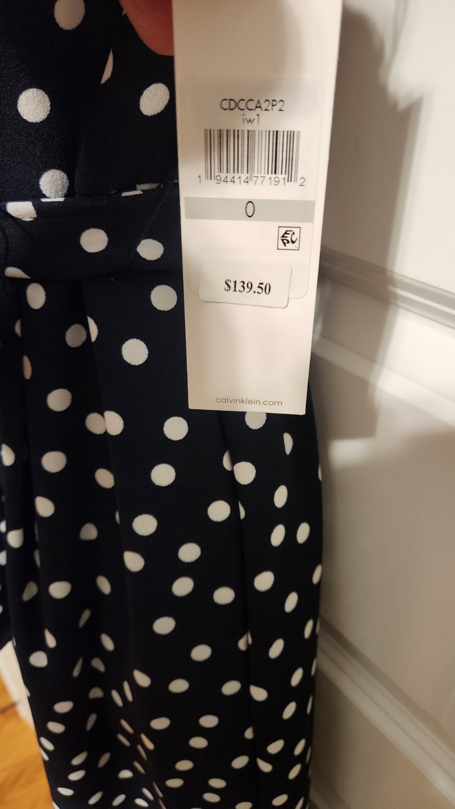 NWT Calvin Klein Women's Navy Polka Dot Jumpsuit Size 0 XS Wide Leg Cropped thumbnail 6