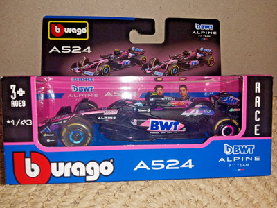 Burago A524 BWT Alpine Formula 1 Team Car 1:43 Scale Diecast Race Car Must See!
