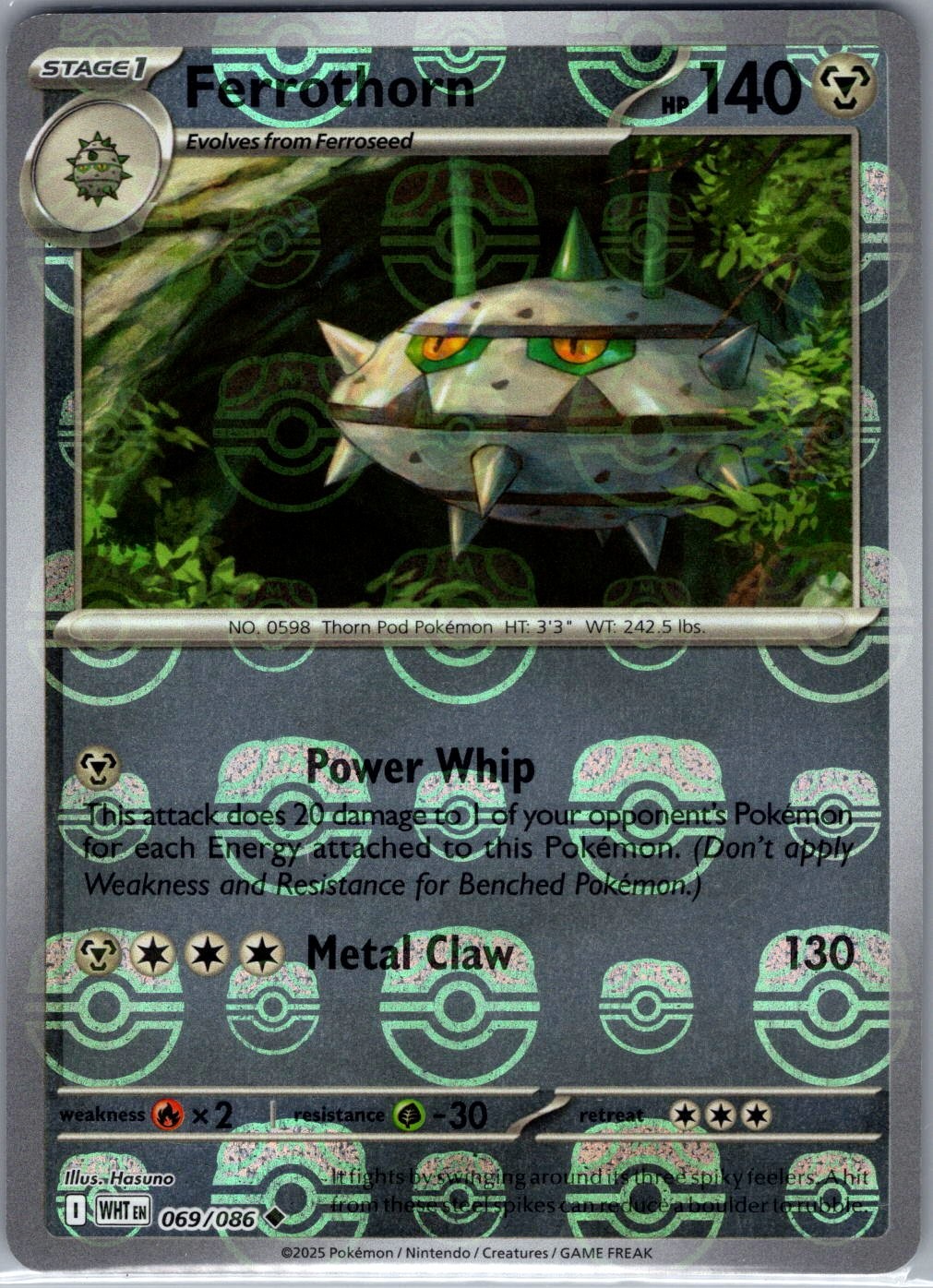 Ferrothorn (Master Ball) 069/086 SV: White Flare - Pokemon Card - NM