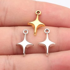 40 dijes de estrella color rodio color plata antiguo 19x11 mm color oro antiguo