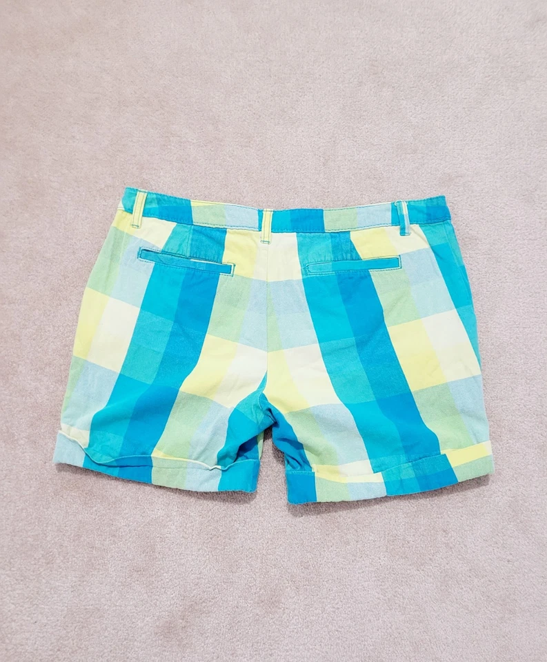 Pantalones Cortos Para Mujer Faded Glory 100% Algodón Ultra Aqua Cuadros Talla 10 Y2K Frente Plano Foto 2 de 4