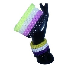 2 Kandi Non-Binary Cuffs One Pastel And One Glow-N-Dark Stretchy Bracelet