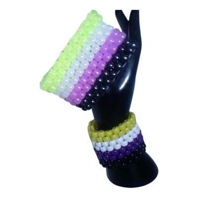 2 Kandi Non-Binary Cuffs One Pastel And One Glow-N-Dark Stretchy Bracelet