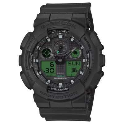 Casio G-SHOCK Herrenuhr Analog/Digital Schwarz Grün 20BAR GA-100BEG-1AER