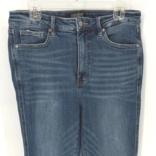 Judy Blue Women Jeans Size 13 31 High Rise Flare Distressed Frayed Hem Denim