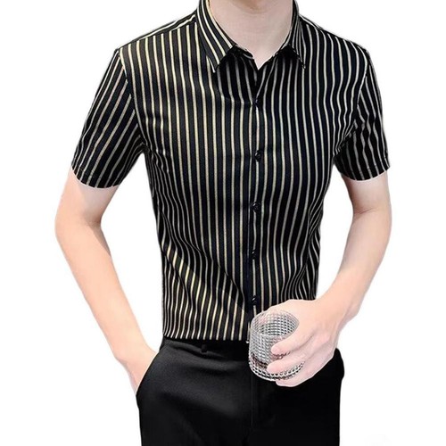Mens Casual Striped Breathable Short Sleeve Shirt for Spring and Summer - Picture 3 of 16