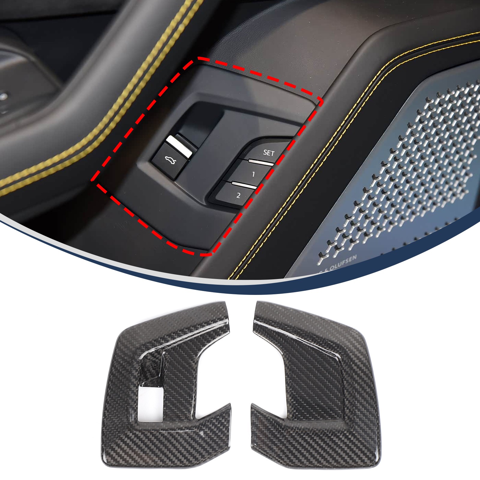 Real Carbon Fiber Door Trunk Lid Switch Trim cover Fits Lamborghini Urus 2018-24