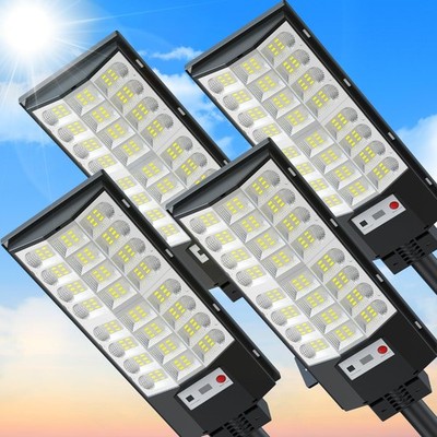 Outdoor Solar Street Lights - 4 Pack Solar Flood Lights Dusk to Dawn IP66 Wat...