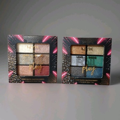 2 NYX LOVE LUST DISCO FOIL PLAY Pigment Palette Eye Shadows-LETS GROOVE/GET DOWN