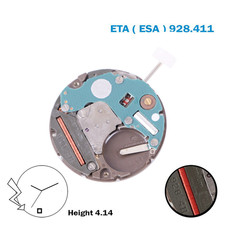 ETA/ESA 928.411 Swiss Movement, White Date Disk at 6, 3Hands, Without Hour Wheel