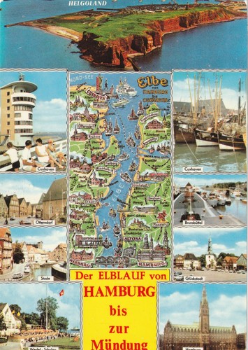 AK MAP, Landkarte, Umgebungskarte **DER ELBLAUF von Hamburg bis zur MÜNDUNG**