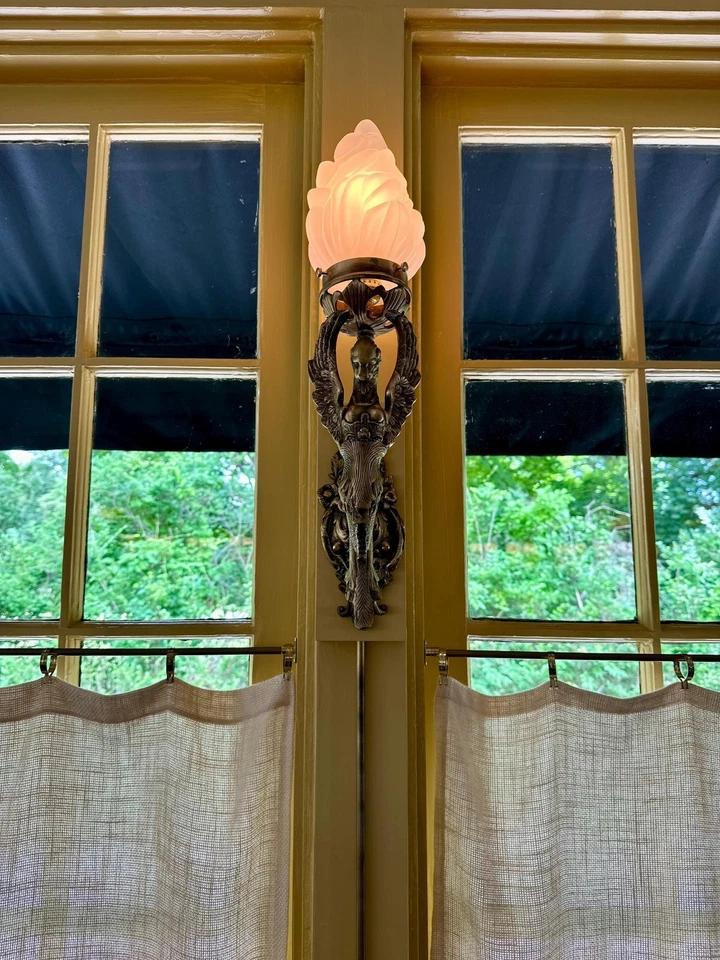 Apliques de pared antiguos vintage Art Deco de latón sirena - Lámpara nueva lámpara lámpara lámpara luz Foto 3 de 4