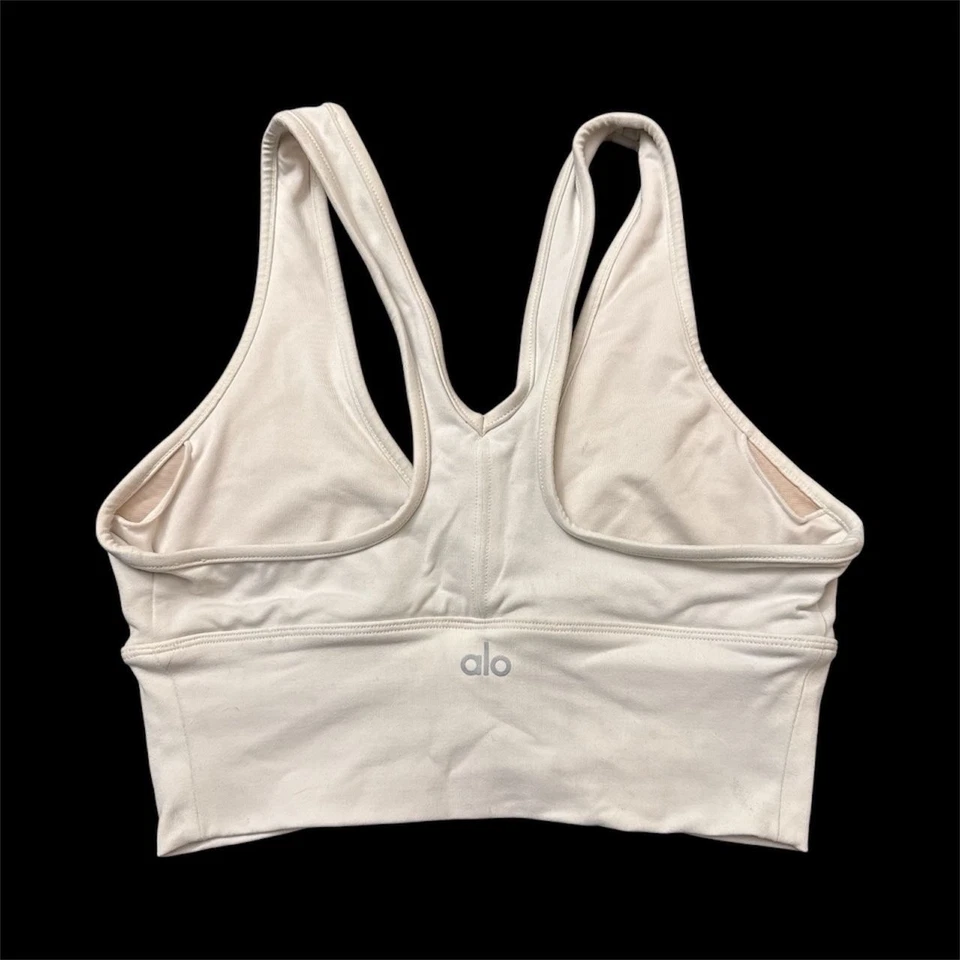 Alo Yoga Wild Thing Sports Bra Womens Small White Ruched Racerback Gym Workout - Image 2 of 3