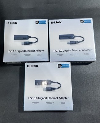 (LOT OF THREE)  D-Link USB 3.0 Gigabit Ethernet Adapter DUB-1312 In Box