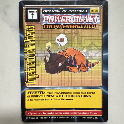 Rare 1999 Digimon Card - Power Freeze - Italian edition (CE-50, Bo-50)