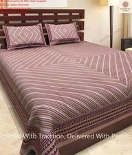 Jaipuri Printed Home Decor Cotton Double Bed Sheet With 2 Pillow Cover 90x108