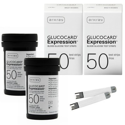 ARKRAY GLUCOCARD Expression Blood Glucose Test Strips - No Coding, 0.8 Microl...