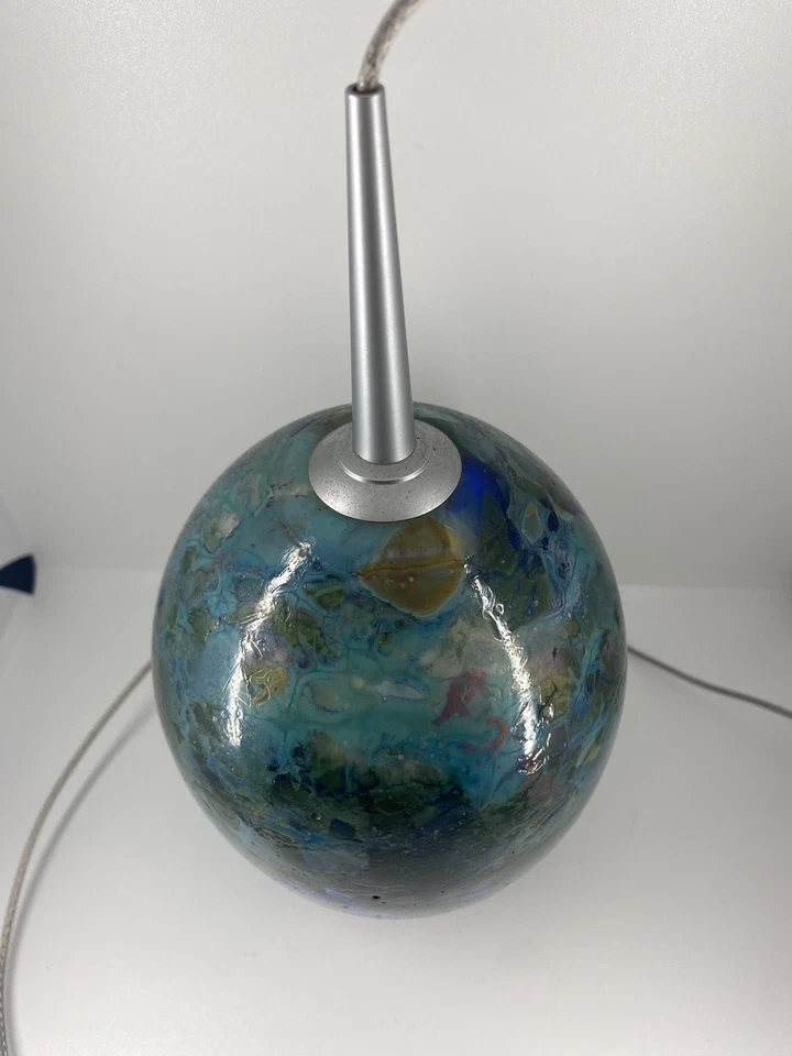 Stunning Bruck Green Egg Murano Millefiori Light Glass Fixture Pendant Lamp 6” - Image 4 of 4