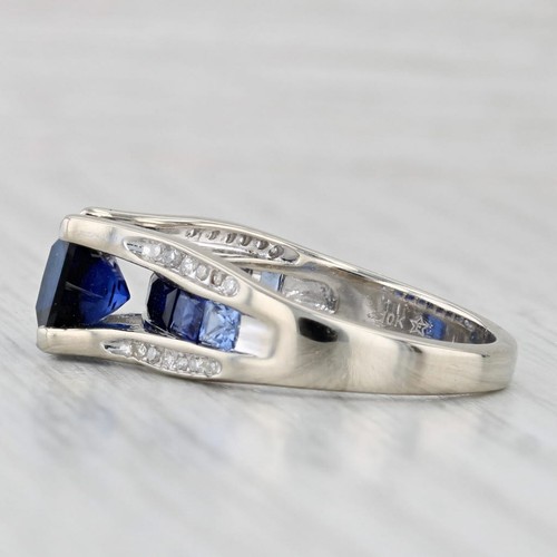 2.75ctw Creado en Laboratorio Diamante Zafiro Anillo 10k Oro Blanco Talla 6.75 - Imagen 3 de 10