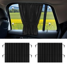 Hovom 2PCS Car Window Shades, Auto Side Curtain for Privacy Heat Black