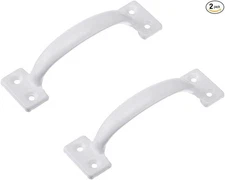 6-1/2" Gate Handle, Screen Door Handle in White- 2 Pack