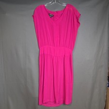 MARIEL 100% Silk Vintage 90s Secretary Dress Womens 11 Hot Pink Knee Length