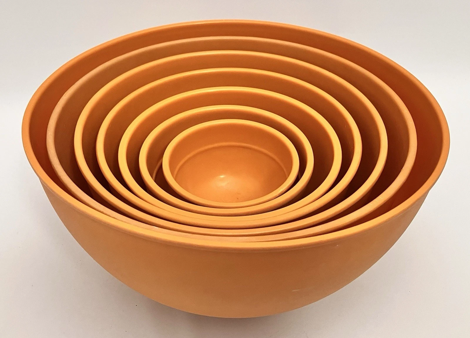 Rare Vintage Melmac Tangerine Orange 7 Pc Nesting Mixing Bowl Set Complete
Opens in a new window or