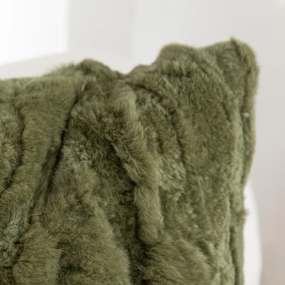 Rabbit Fur Throw Pillow Covers Decorative Fluffy Soft Fuzzy Plush Luxury Genu... - Image 2 of 4