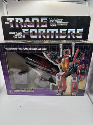 1985 Transformers G1 Decepticon THRUST Jet Original Box Complete Unused