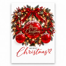Pack of 10 Christmas Cards Colourful Christmas Tree A5 baubles  card pack