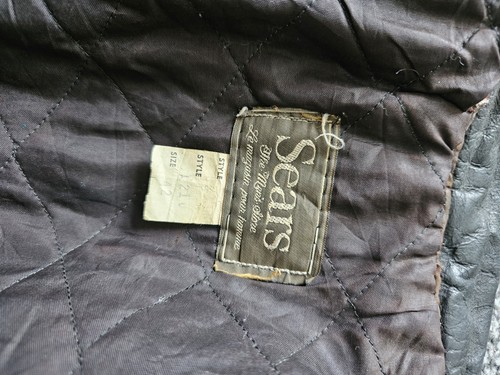 Vintage SEARS Leather Jacket Men's UK 42 LARGE Cafe Racer Quilted Honda Patch - Picture 11 of 19
