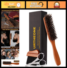 Premium Beard Grooming Kit - 100 Natural Boar Bristle Brush, Ergonomic Handle,