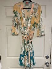 Farm Rio X Anthropologie Sunset Wrap Dress L Ombre Magnolia Floral Midi Medium