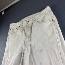 Vintage Levis 501 Jeans Men's 33x29 White Made in USA 80s 90s Button Fly Dyed