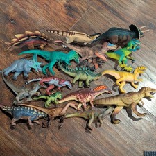 Plastic Toy Dinosaur Lot Schleich Safari Battat Triceratops Stegosaurus T-rex