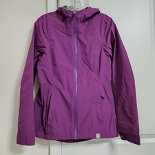 REI Co-Op Rainier Womens XS Purple Mauve Hooded Windbreaker Rain Jacket Coat EUC