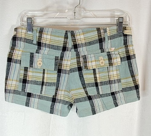 TYTE Jeans y2k Vintage Blue Plaid Shorts Drawstring Low Rise Micro Shorts Sz 3 - Picture 5 of 9