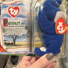 Ty Teenie Beanie Babies Peanut the Royal Blue Elephant Legends 2000