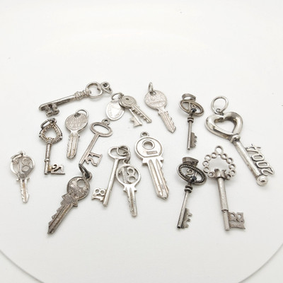 Sterling Silber Schlüssel Charm Restposten Armband Schlüssel Anhänger Mix Schmuck Konvolut x14